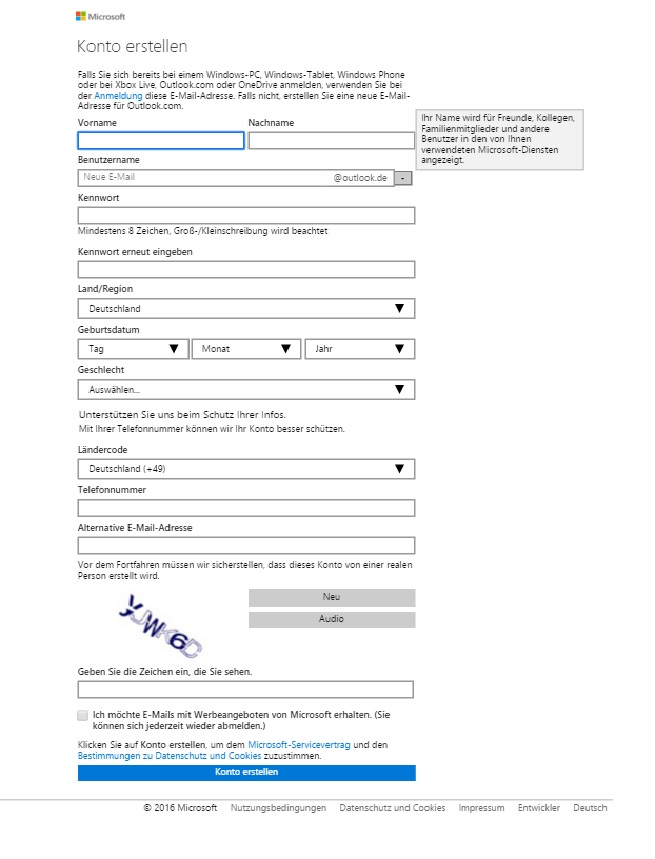 Hotmail - Outlook E-Mail Konto registrieren