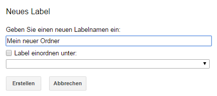 Neuer Ordner bei GMAIL